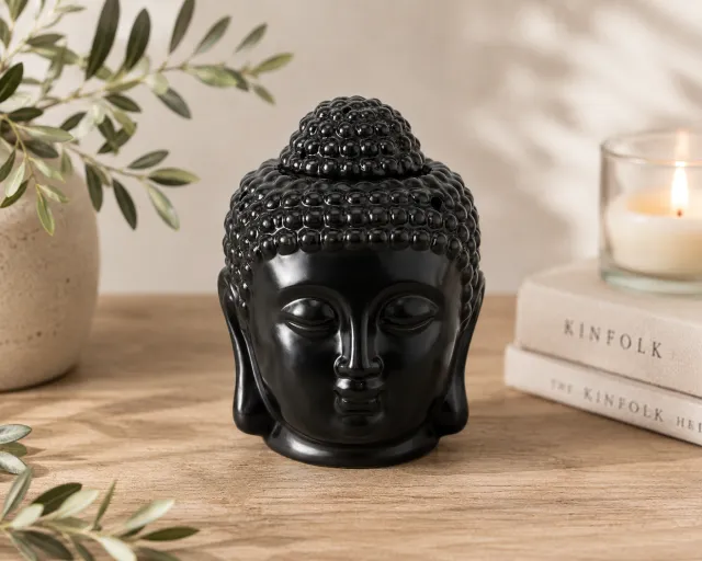 Buddha Duftlampe -Sort Keramikk