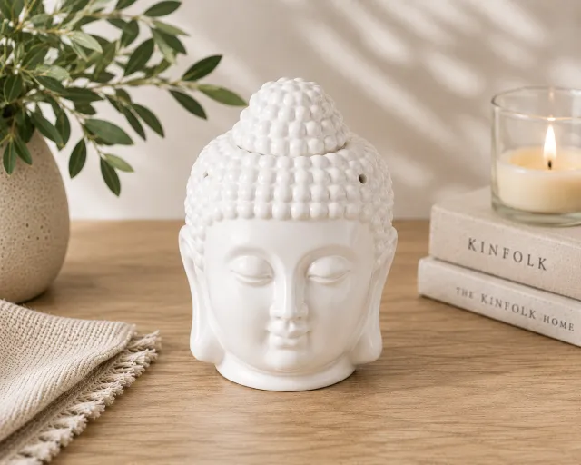 Buddha Duftlampe -Hvit Keramikk