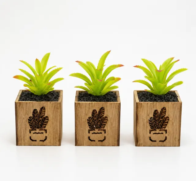 Mini Kunstplante i Trepotte 3stk