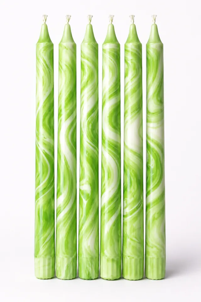 Grønn Marble 2 stk -Kronelys 35cm