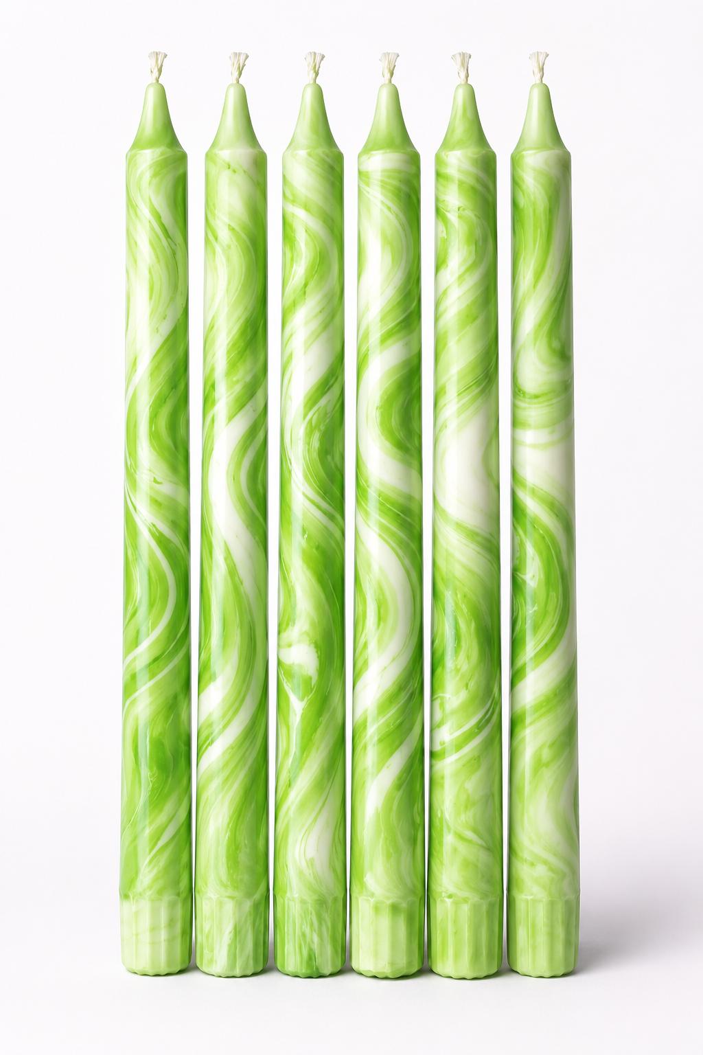 Grønn Marble 2 stk -Kronelys 35cm