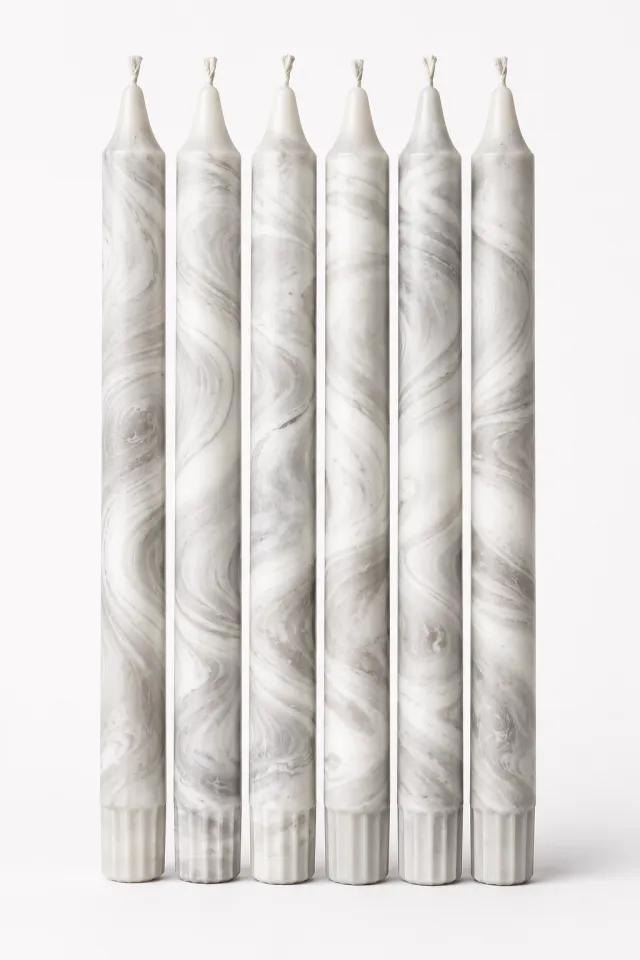 Grå Marbel 2pk -Kronelys 35cm