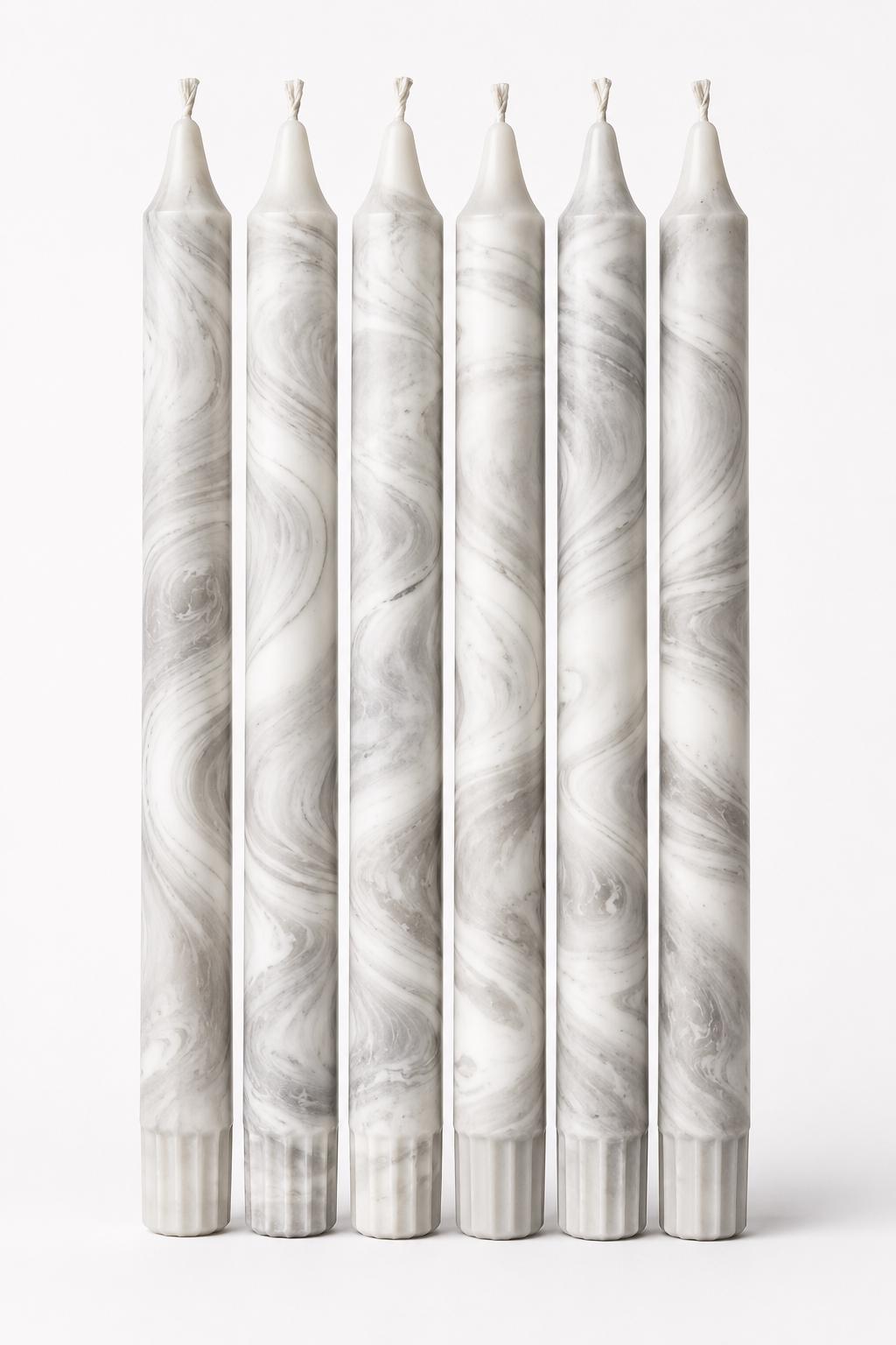 Grå Marbel 2pk -Kronelys 35cm